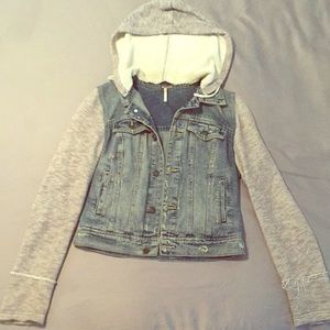 Free People Jean and hooded sweatshirt jacket